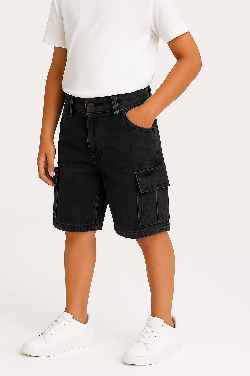 Boys Cargo Bermuda Black Wash