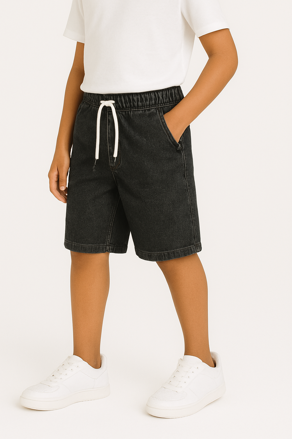 Boys Bermuda With Cord Regular Black  Wash