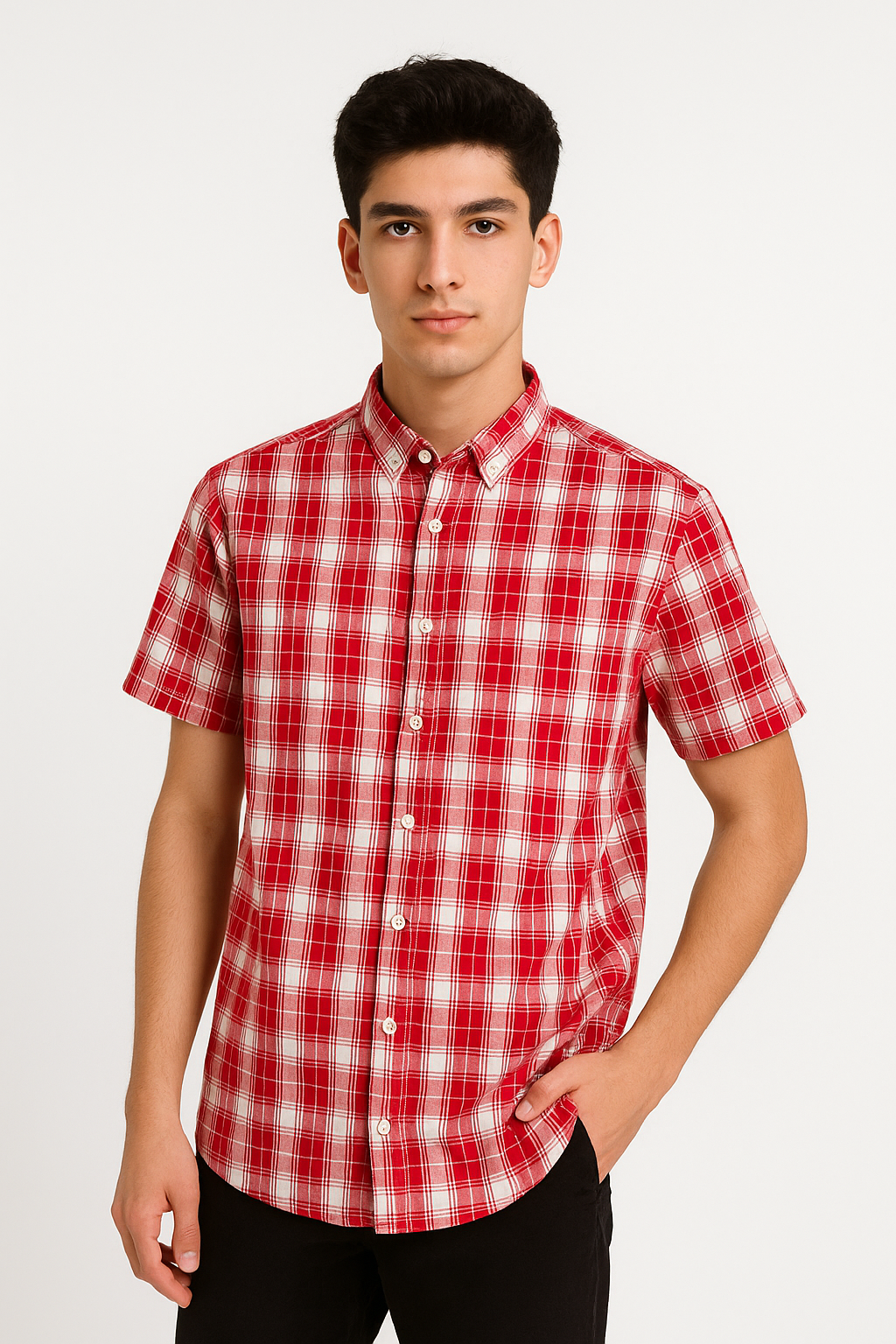 Half Sleeves Shirt Red check