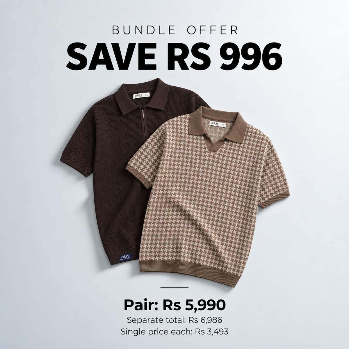 OLD MONEY SOLID ZIP KNIT POLO + JACQUARD POLO