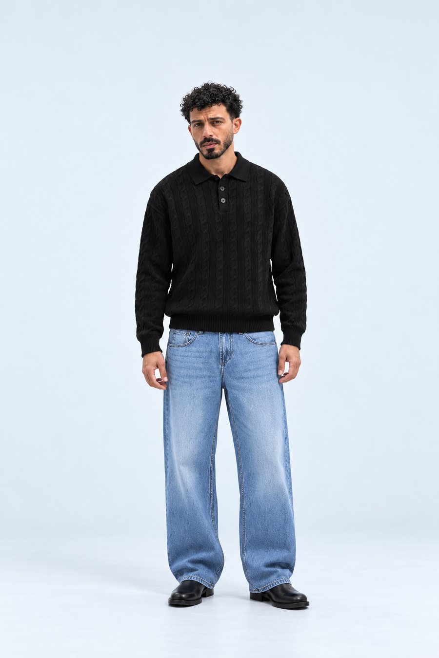 Men’s Baggy Jeans – Light Sky Blue Wide Leg Denim