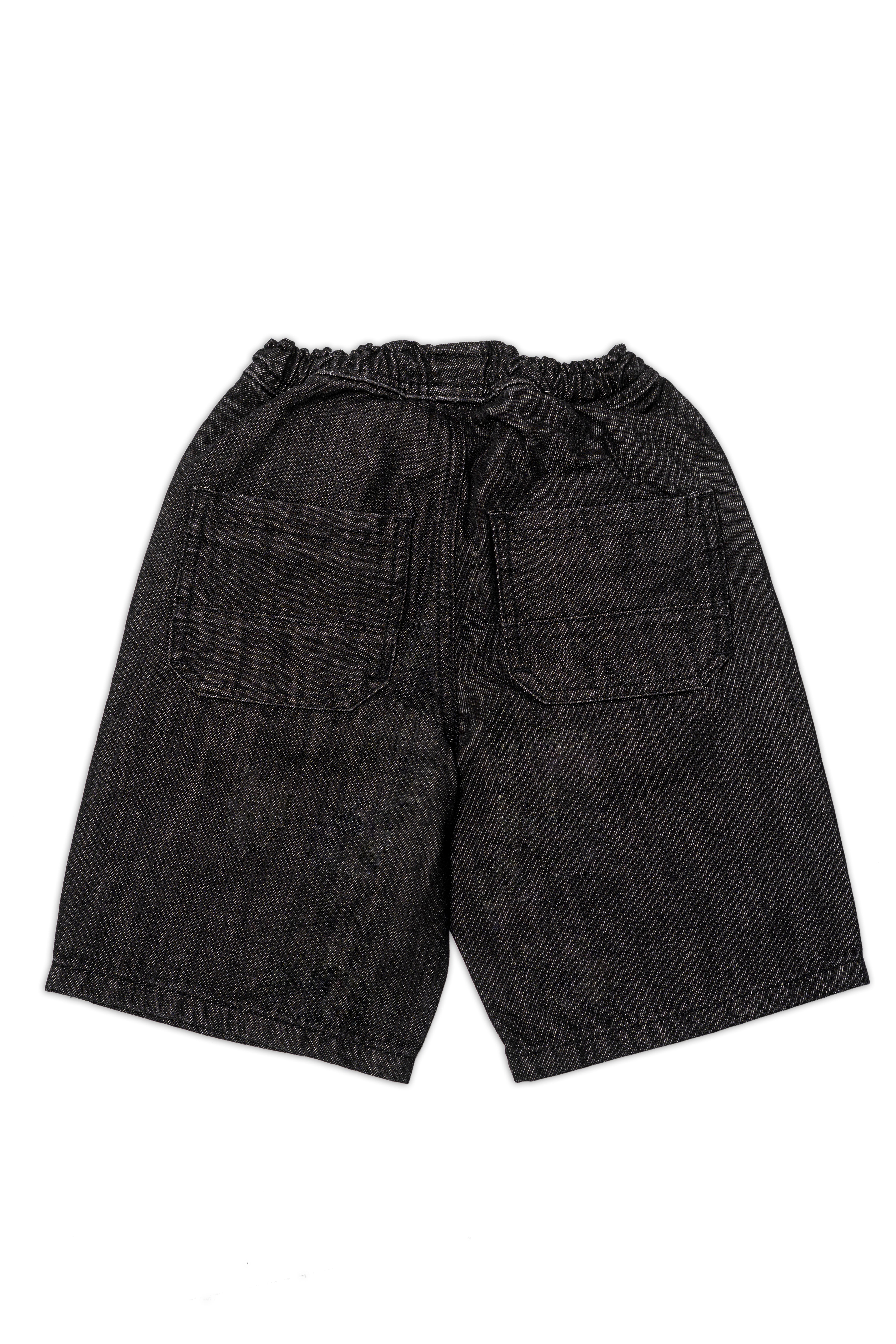 Boys Bermuda With Cord Regular Black  Wash