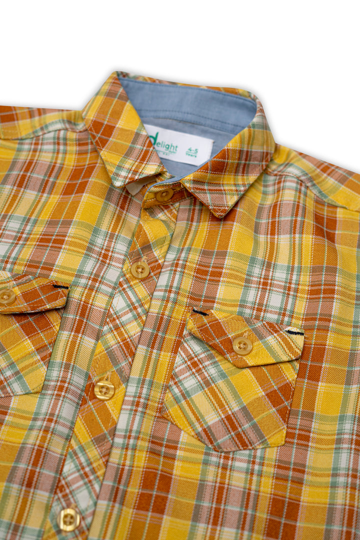 Half Sleeves Casual shirt Yellow check Print