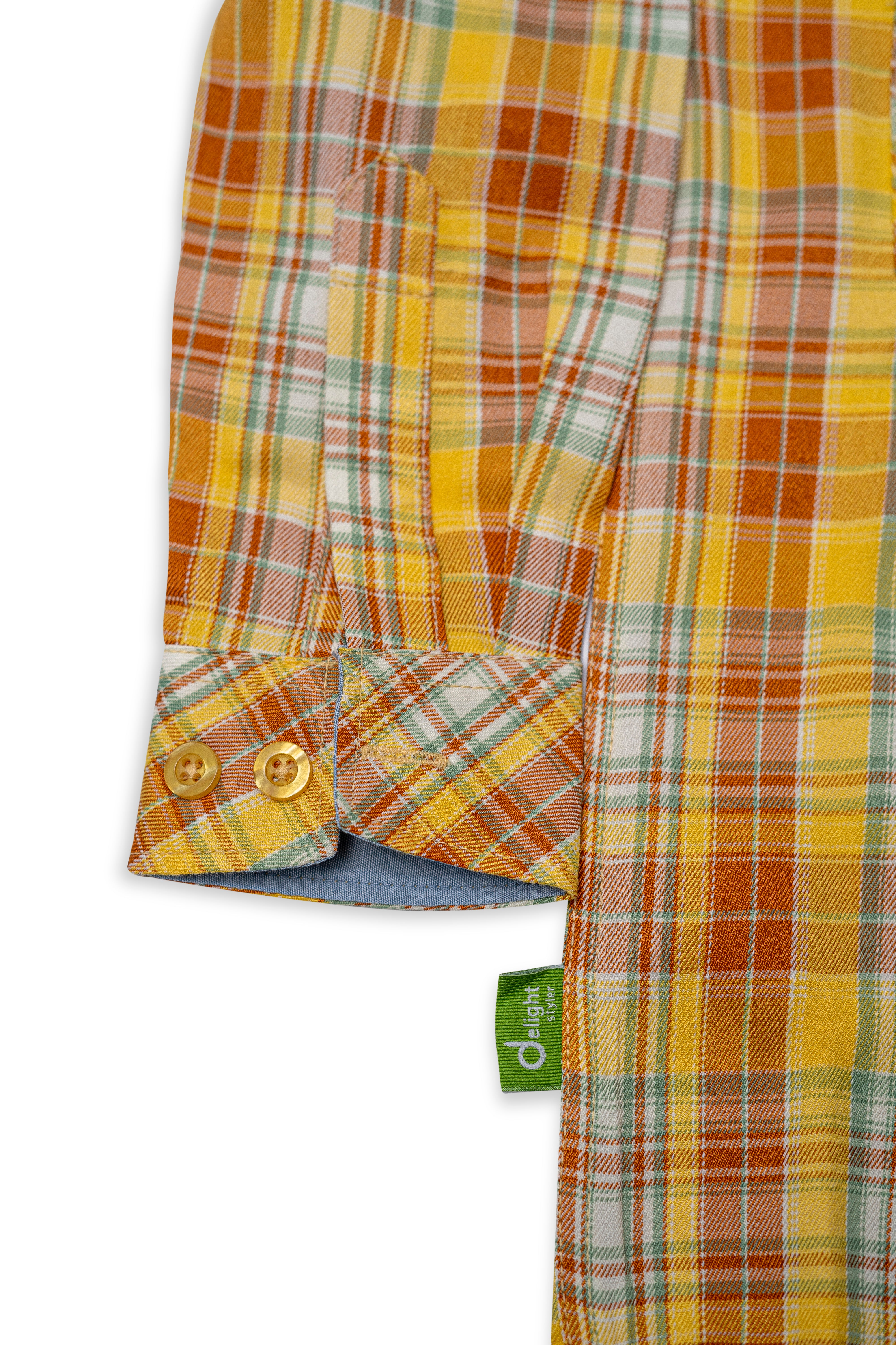 Half Sleeves Casual shirt Yellow check Print