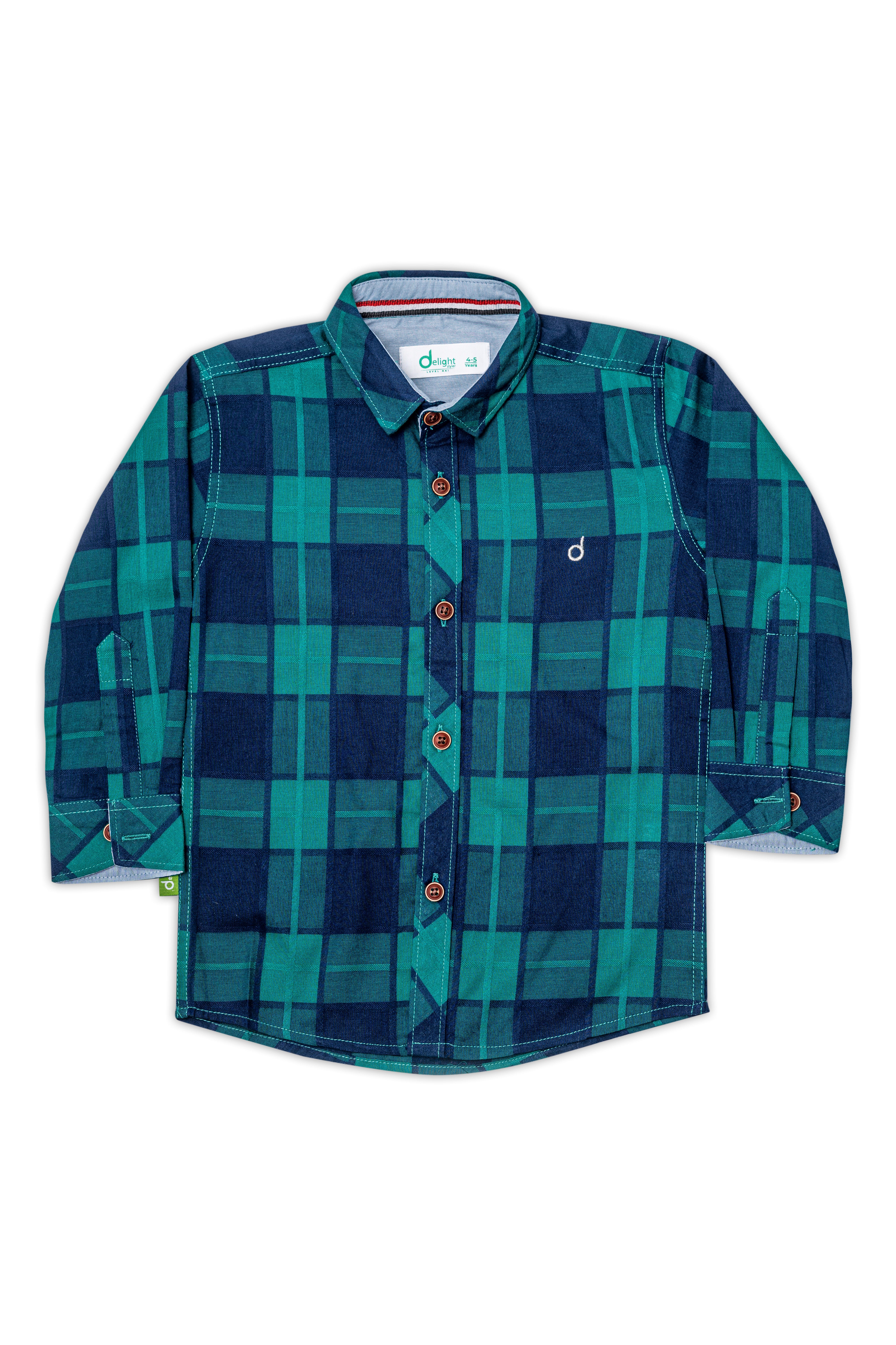 Casual Shirt D Emb Green Check