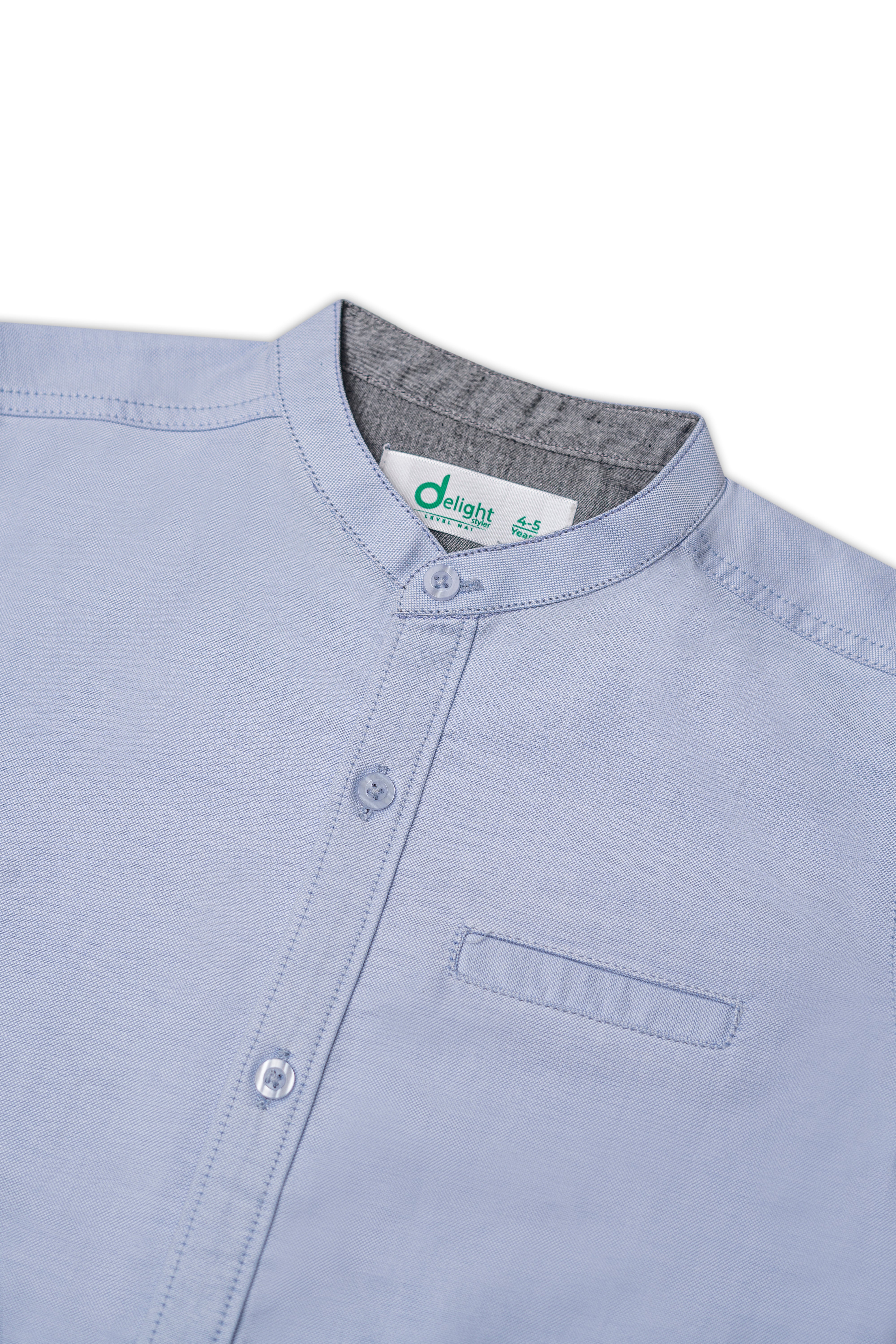 Casual shirt Ban Coller Charcoal Light Blue