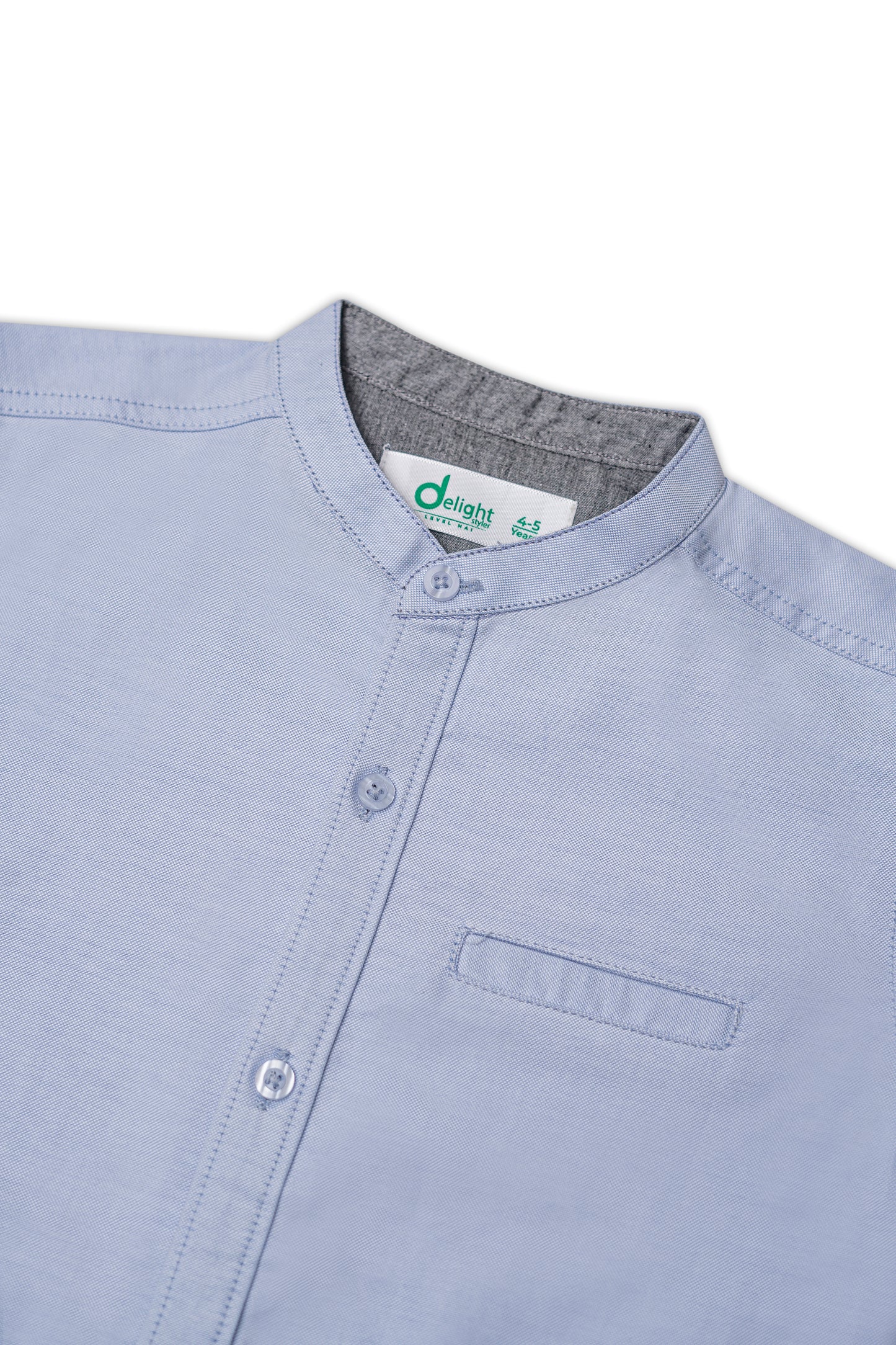 Casual shirt Ban Coller Charcoal Light Blue