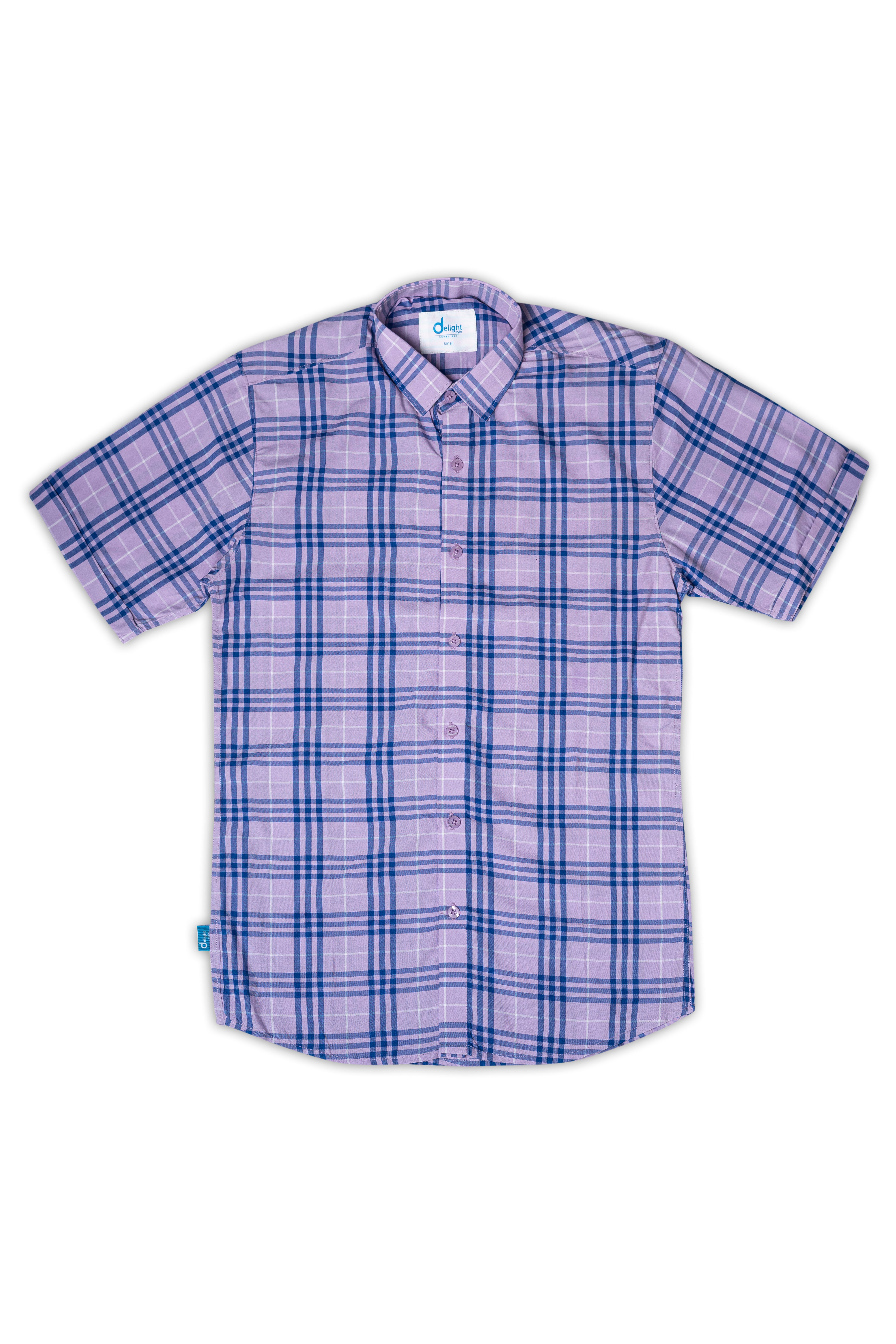 Half Sleeves shirt Purple check