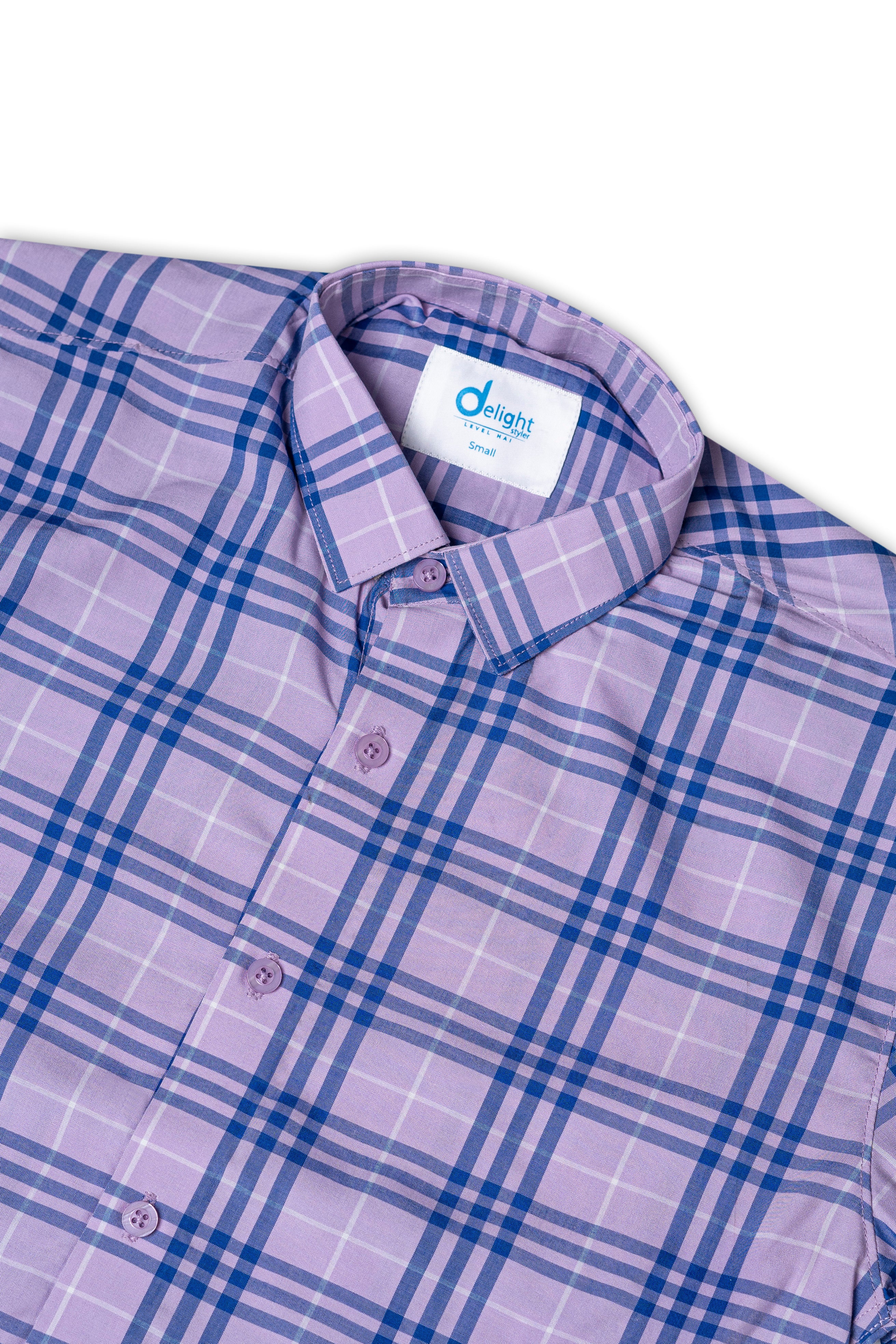 Half Sleeves shirt Purple check