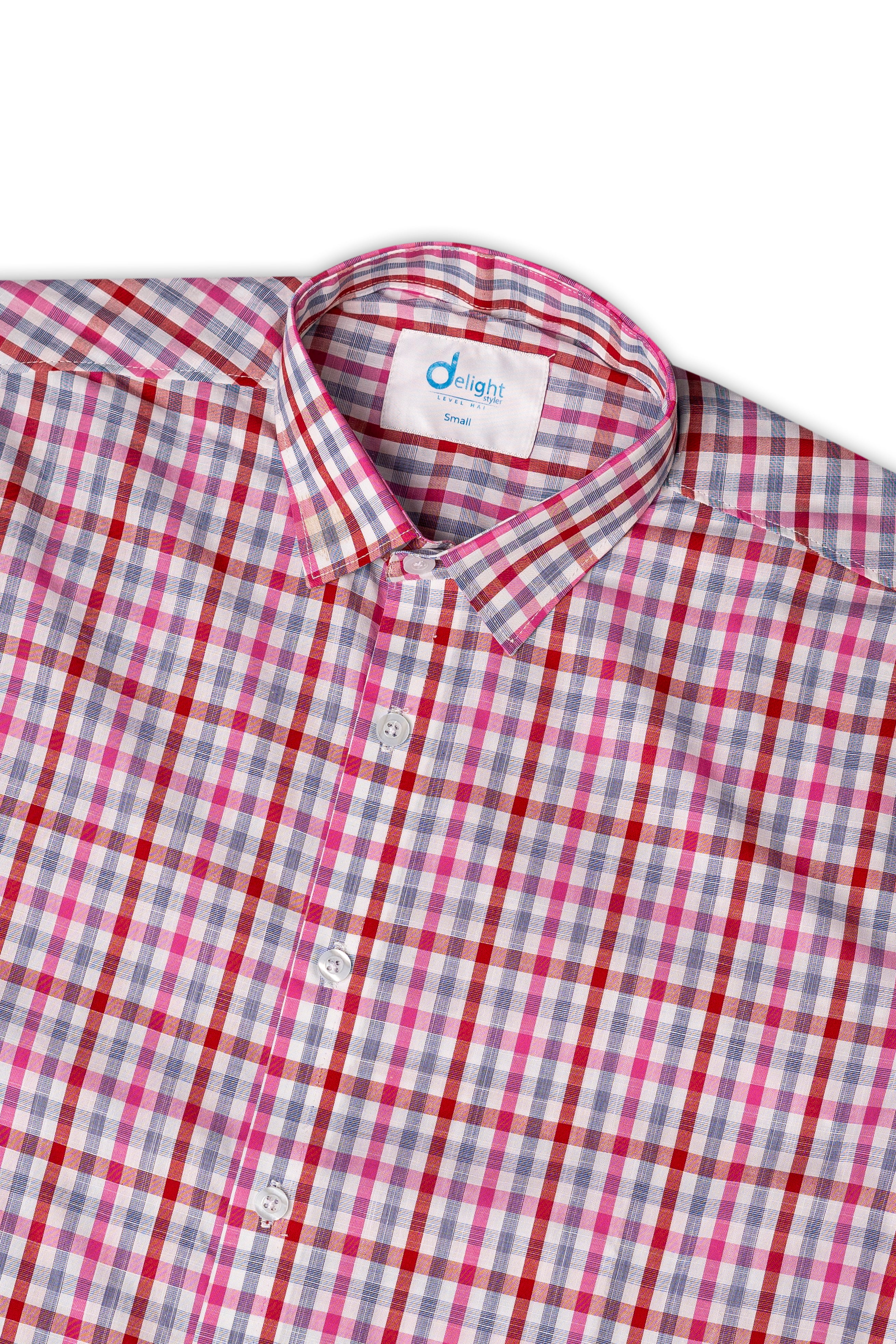 Half Sleeves Shirt Pink check