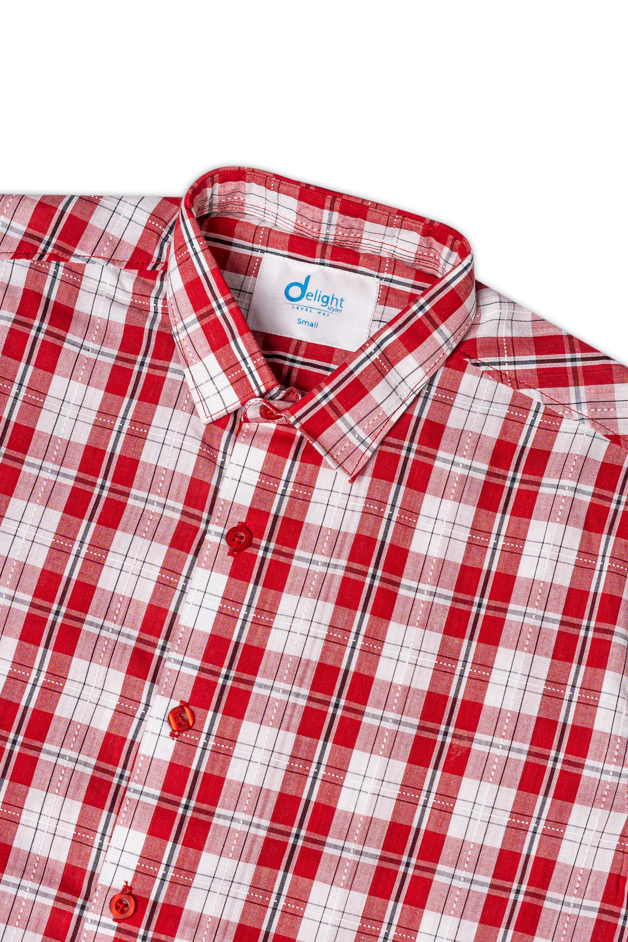 Half Sleeves Shirt Red check