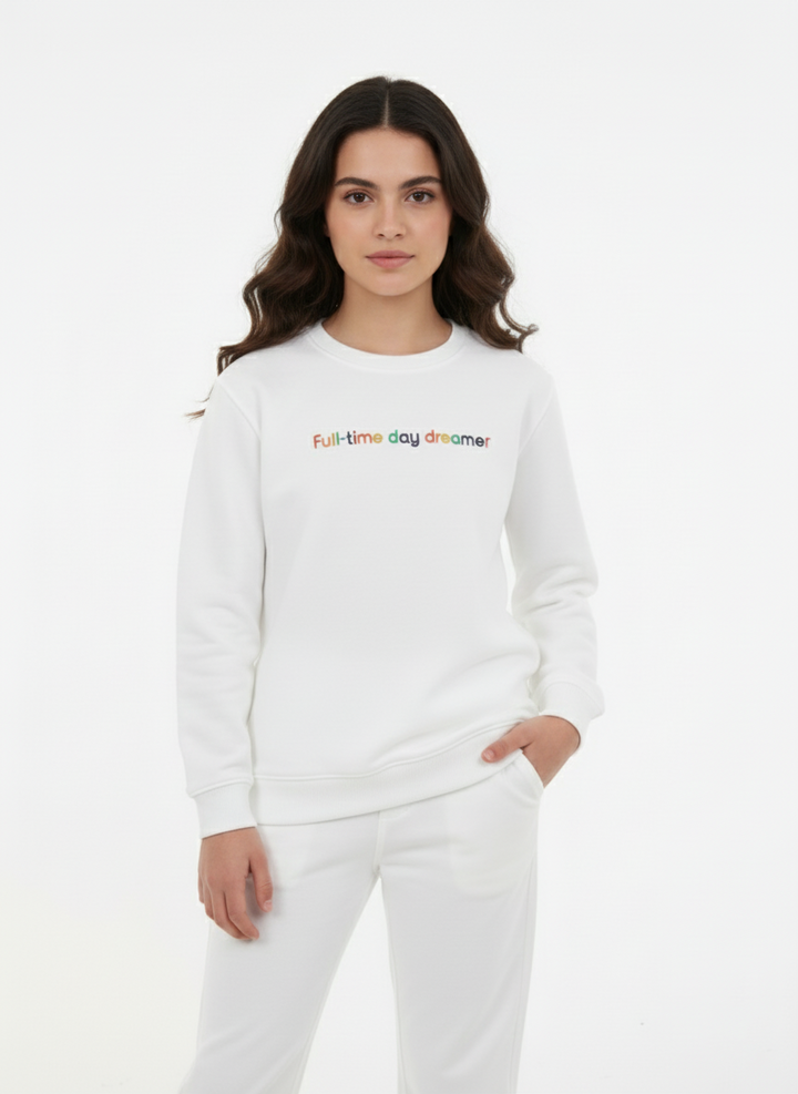 Embroidered Text Sweatshirt – Off White