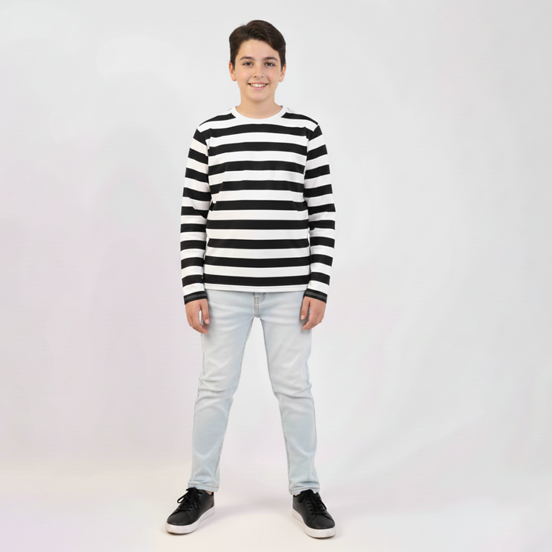 Boys Shirt Striper Black Color Full Sleeves