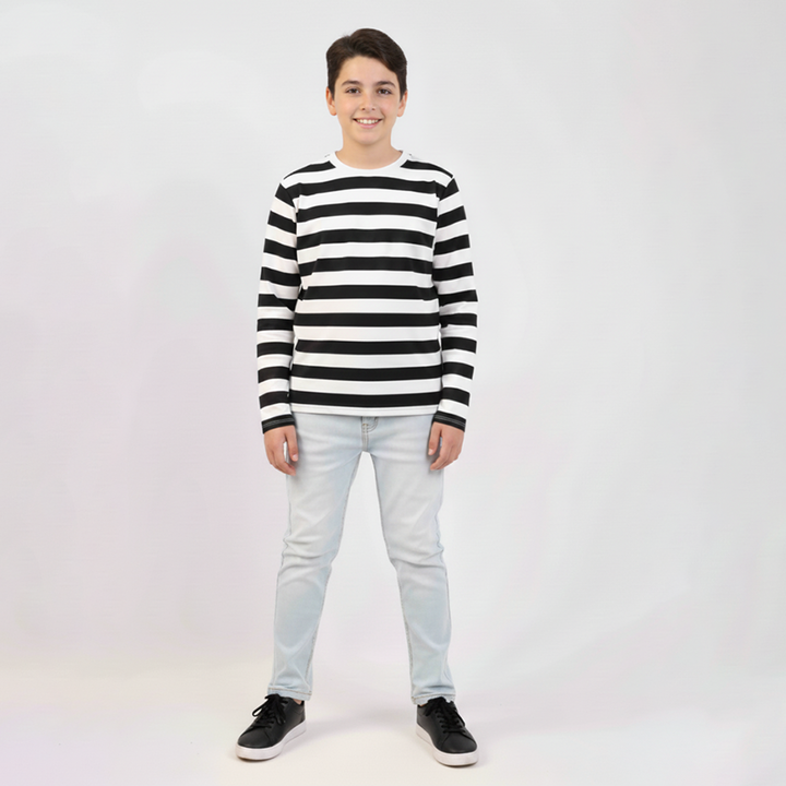 Boys Shirt Striper Black Color Full Sleeves