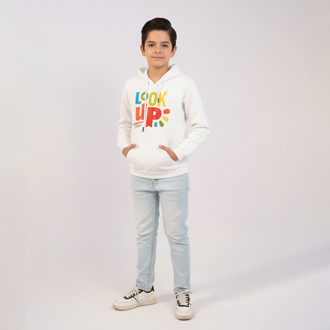 Boys Hoodies Printing White