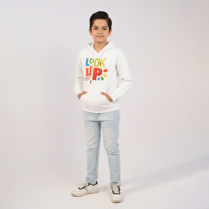 Boys Hoodies Printing White