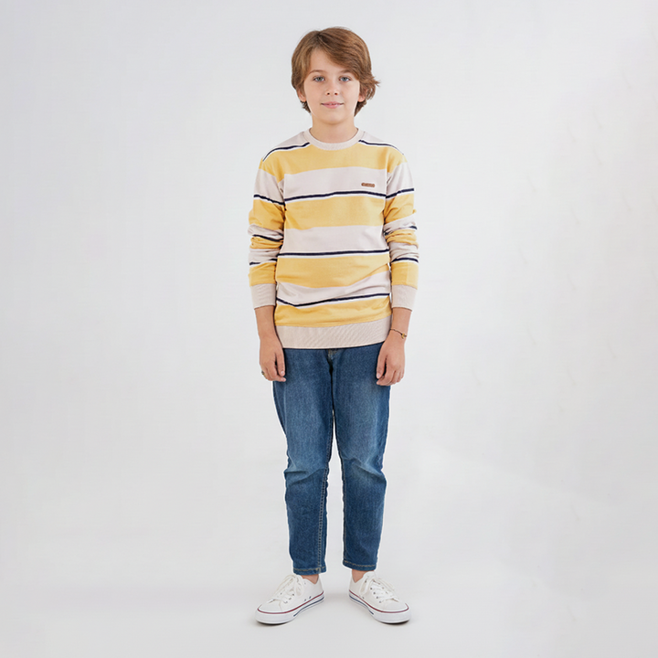 Boys Sweat Shirt Terry Yellow Striper