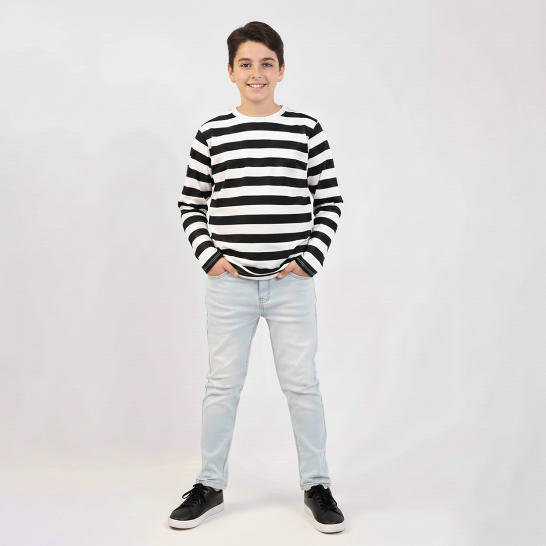 Boys Shirt Striper Black Color Full Sleeves