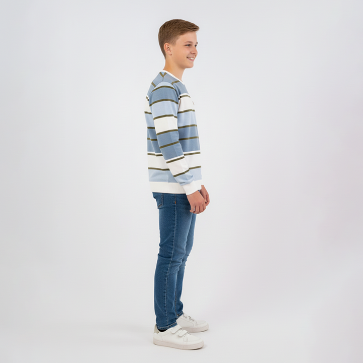 Boys Sweat Shirt Terry Blue Striper