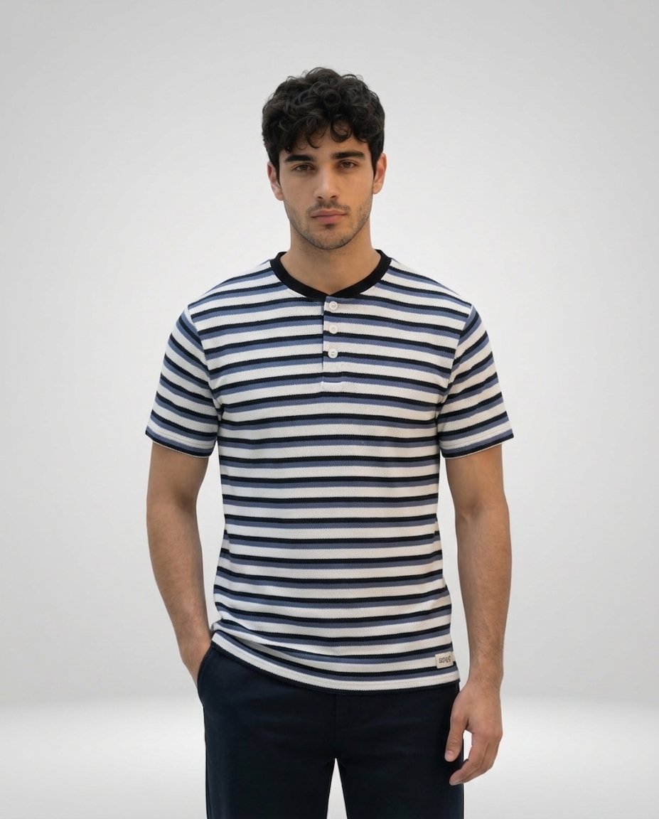 Urban Stripe Henley Oversized Tee