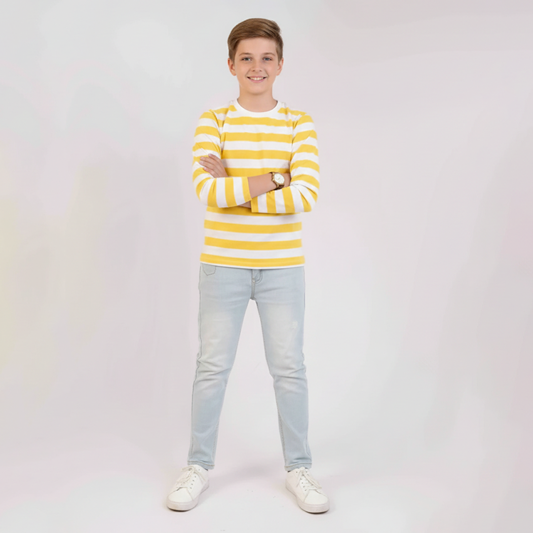 Boys Shirt Striper Yellow Color Full Sleeves