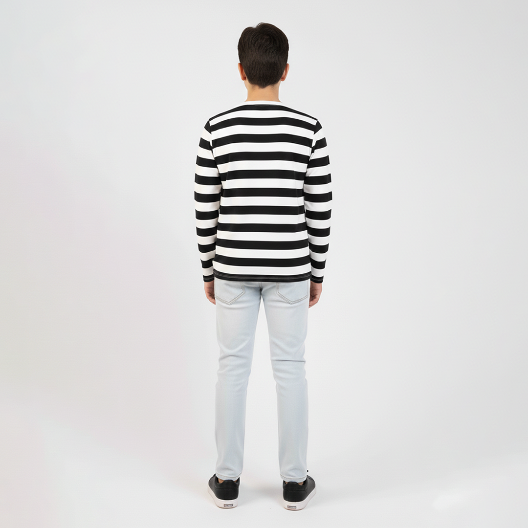 Boys Shirt Striper Black Color Full Sleeves