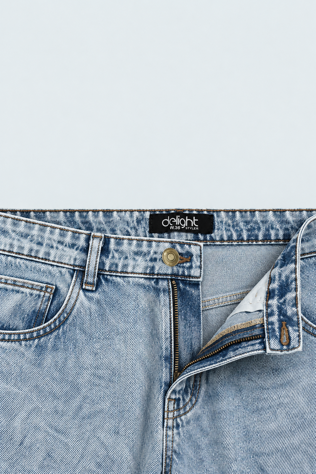 Men’s Baggy Cargo Jeans – Light Blue Acid Wash Wide Leg Denim