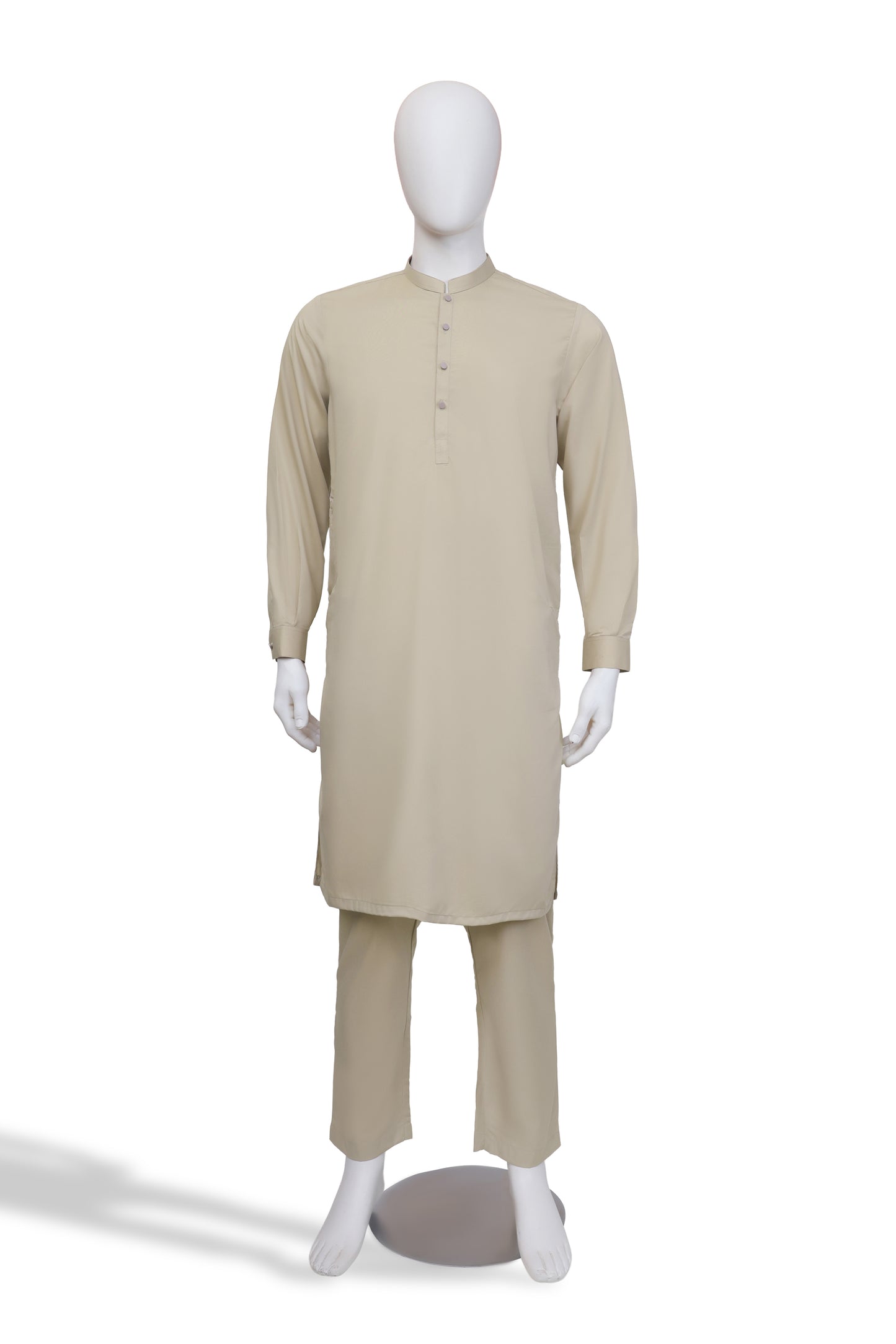 Beige Ban Collar Kameez Pajama