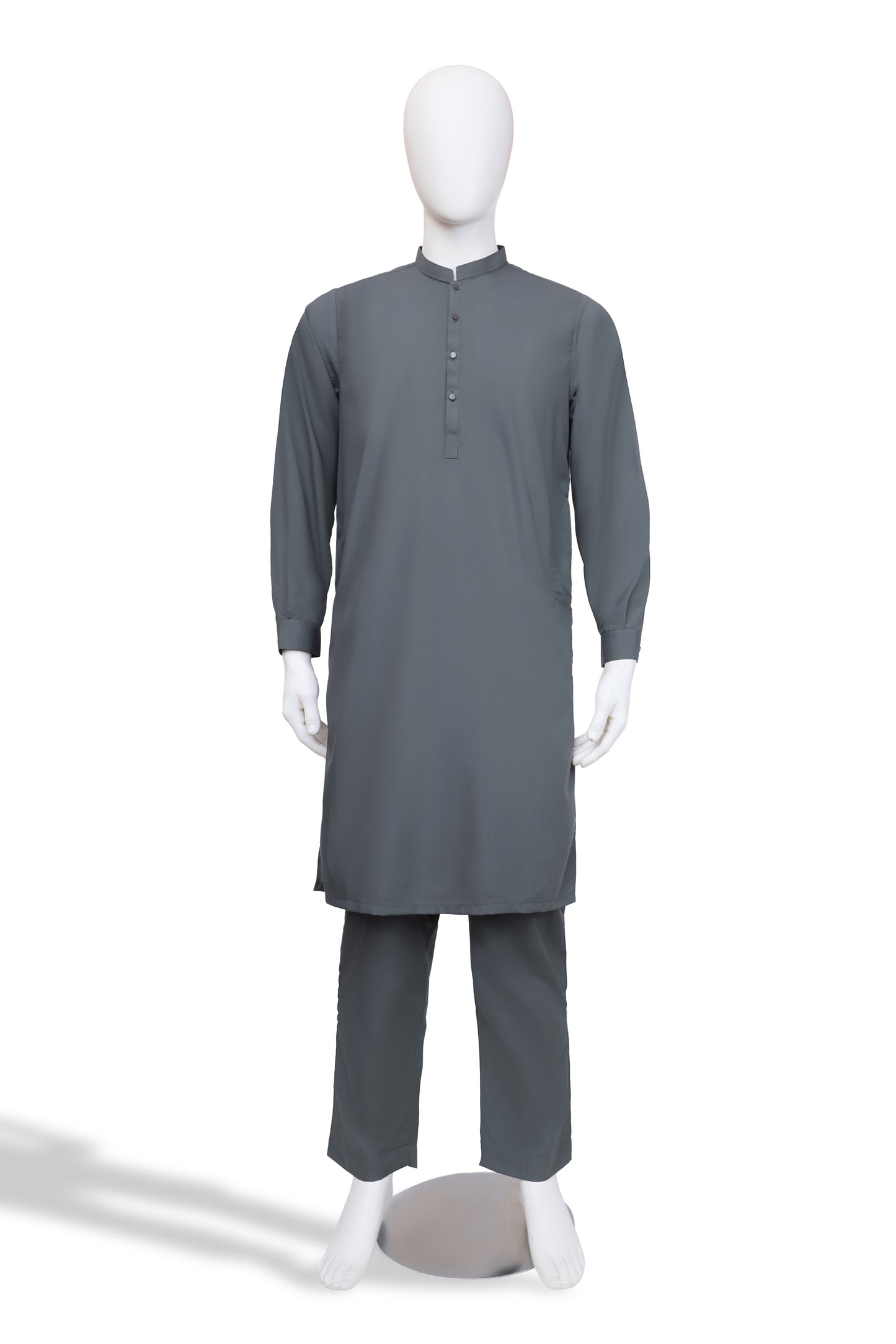 Charcoal Grey Ban Collar Kameez Pajama