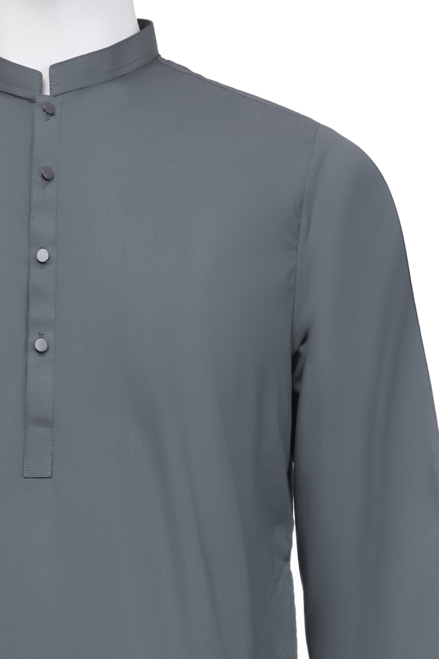 Charcoal Grey Ban Collar Kameez Pajama