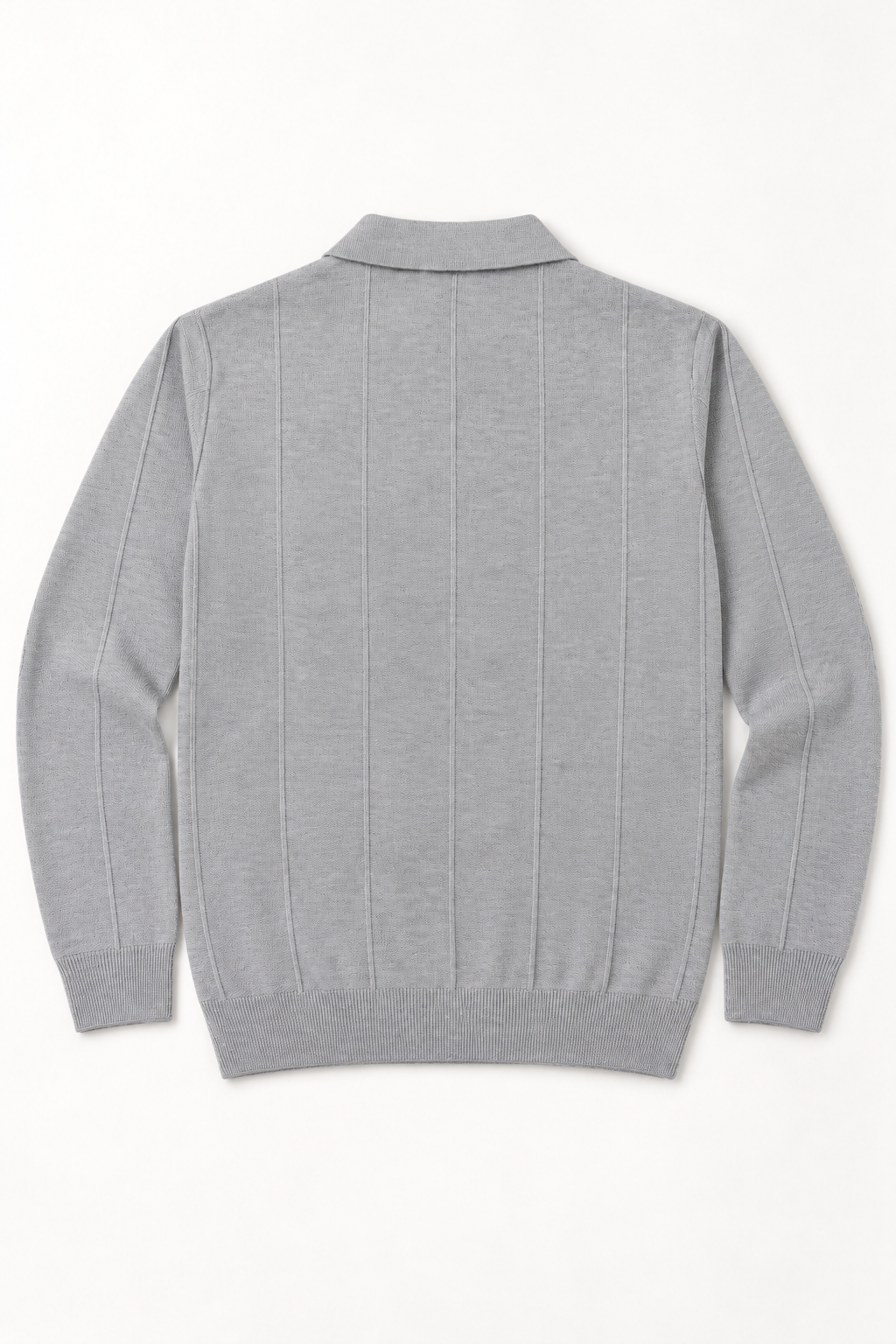 Men’s Textured Knit Polo Sweater – Silver Grey