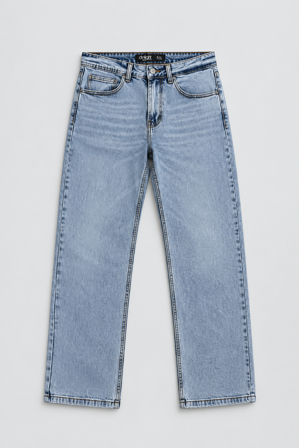 Men’s Regular Fit Jeans – Light Blue Acid Wash Denim