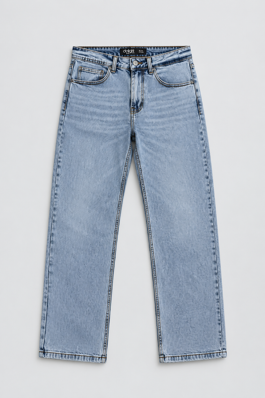 Men’s Regular Fit Jeans – Light Blue Acid Wash Denim