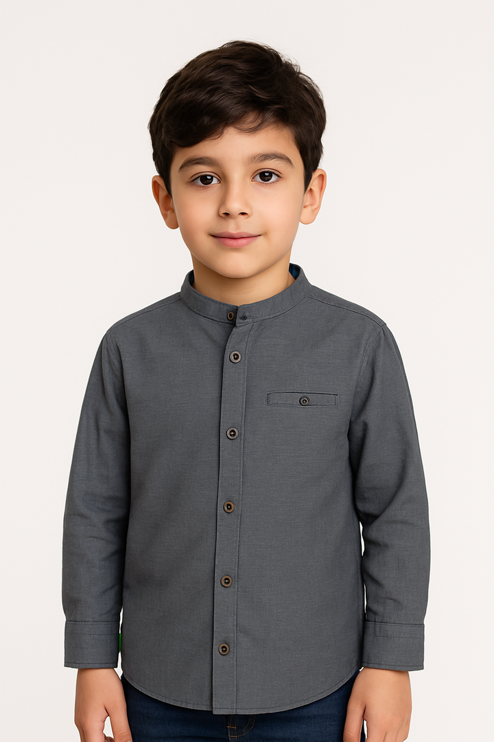 Casual shirt Ban Coller Charcoal