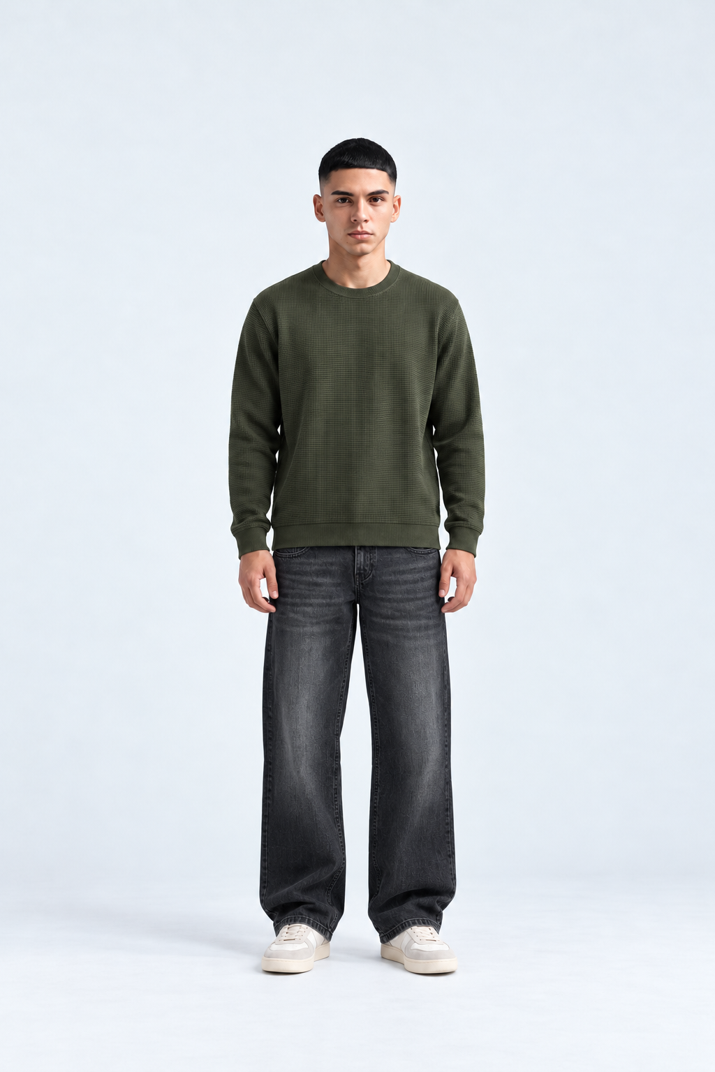 Men’s Washed Black Baggy Jeans – Charcoal Wide Leg Denim