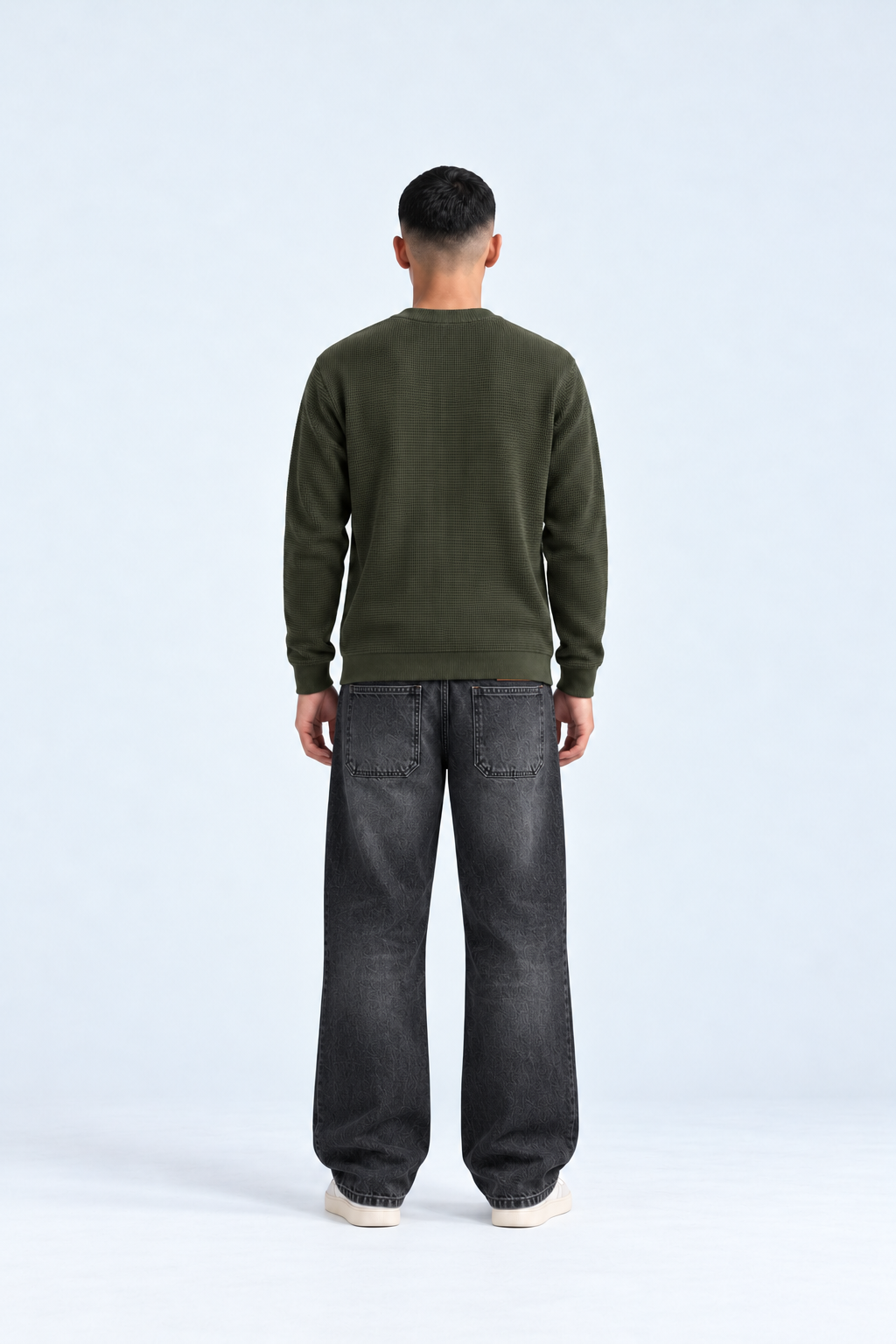 Men’s Washed Black Baggy Jeans – Charcoal Wide Leg Denim