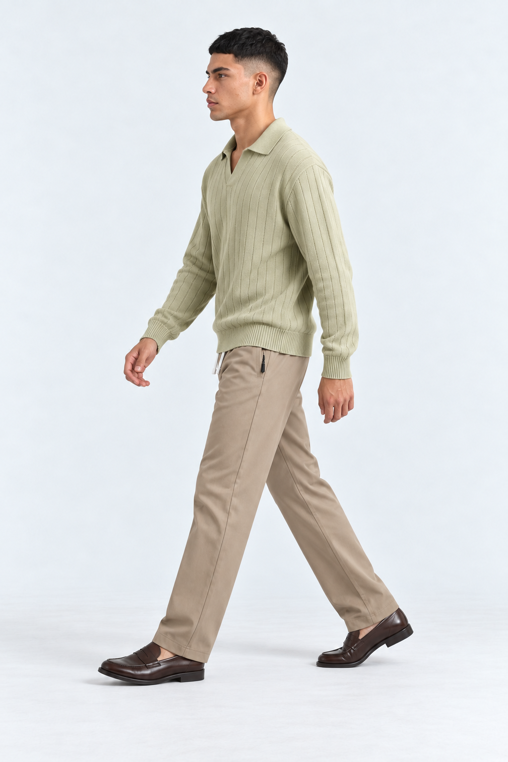 Men’s Light pista Long Sleeve Knit Polo