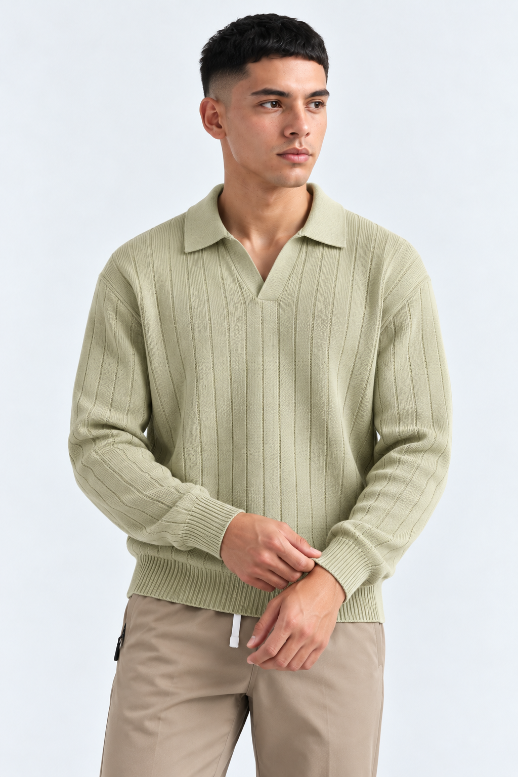Men’s Light pista Long Sleeve Knit Polo
