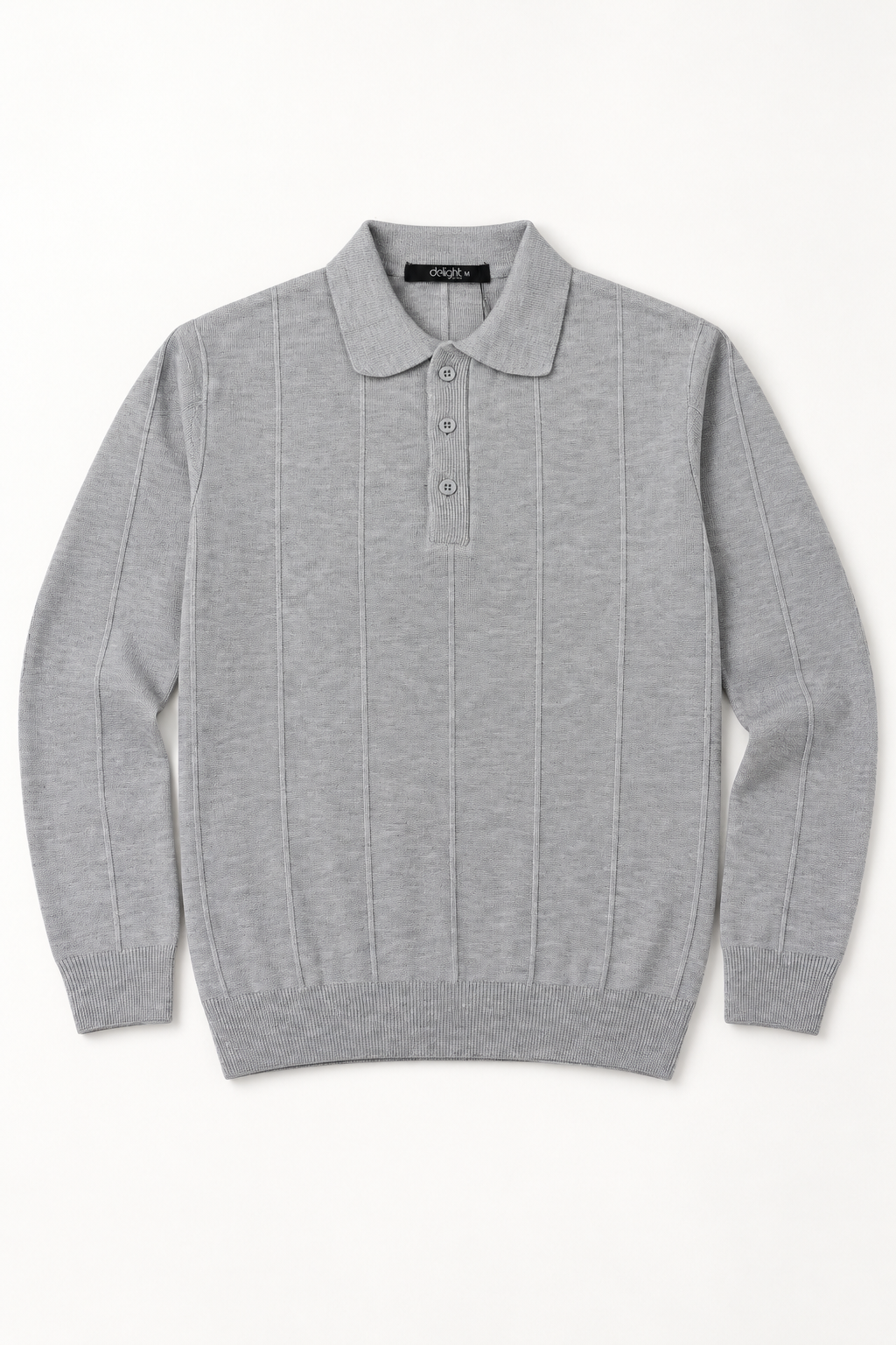 Men’s Textured Knit Polo Sweater – Silver Grey