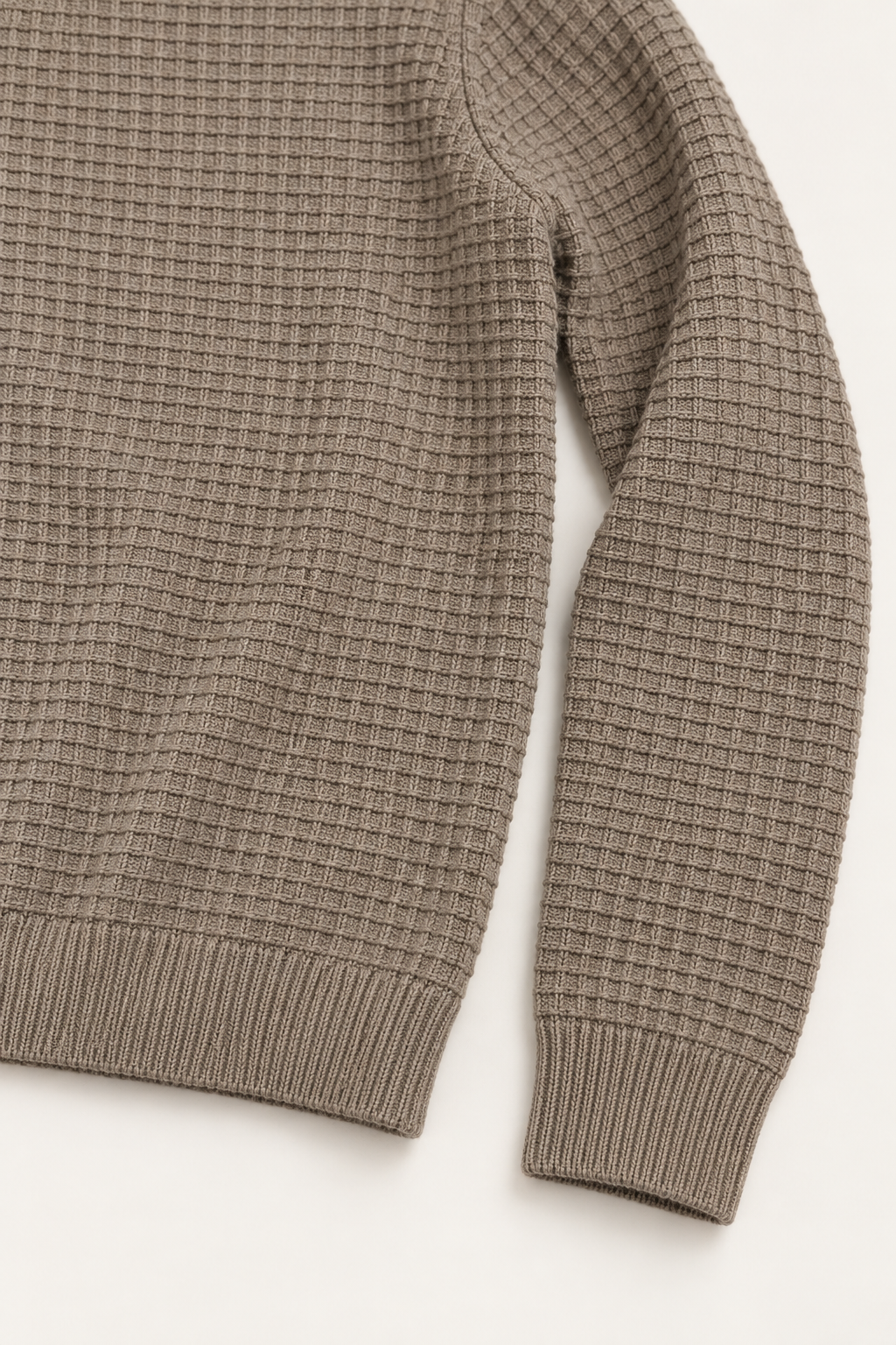 Men's Brown Melange Grid-Knit Crewneck Sweater