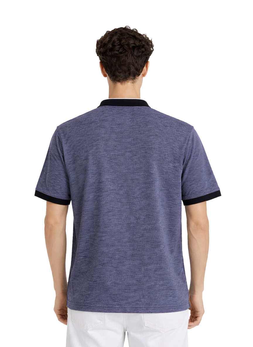 Jacquard Fabric Polo with Ban Collar