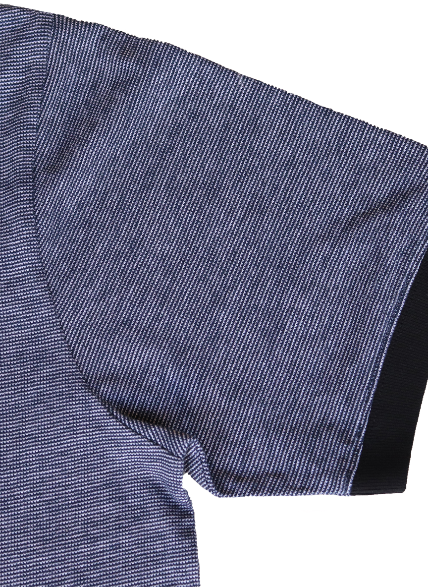 Jacquard Fabric Polo with Ban Collar