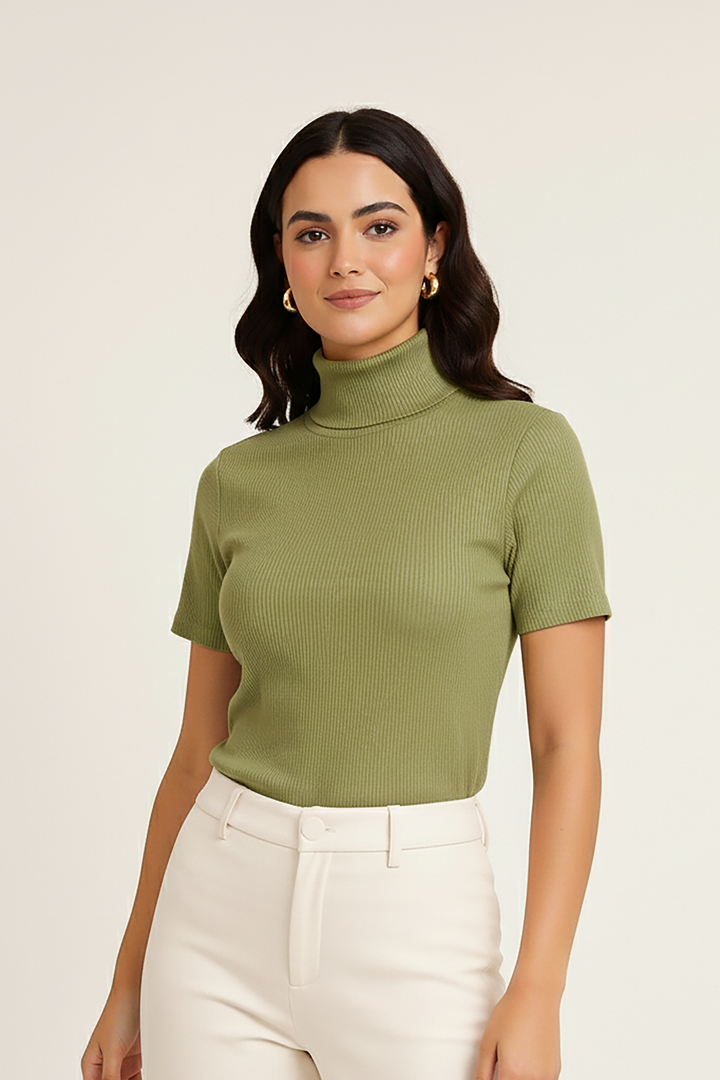 Half Sleeves Turtle Neck