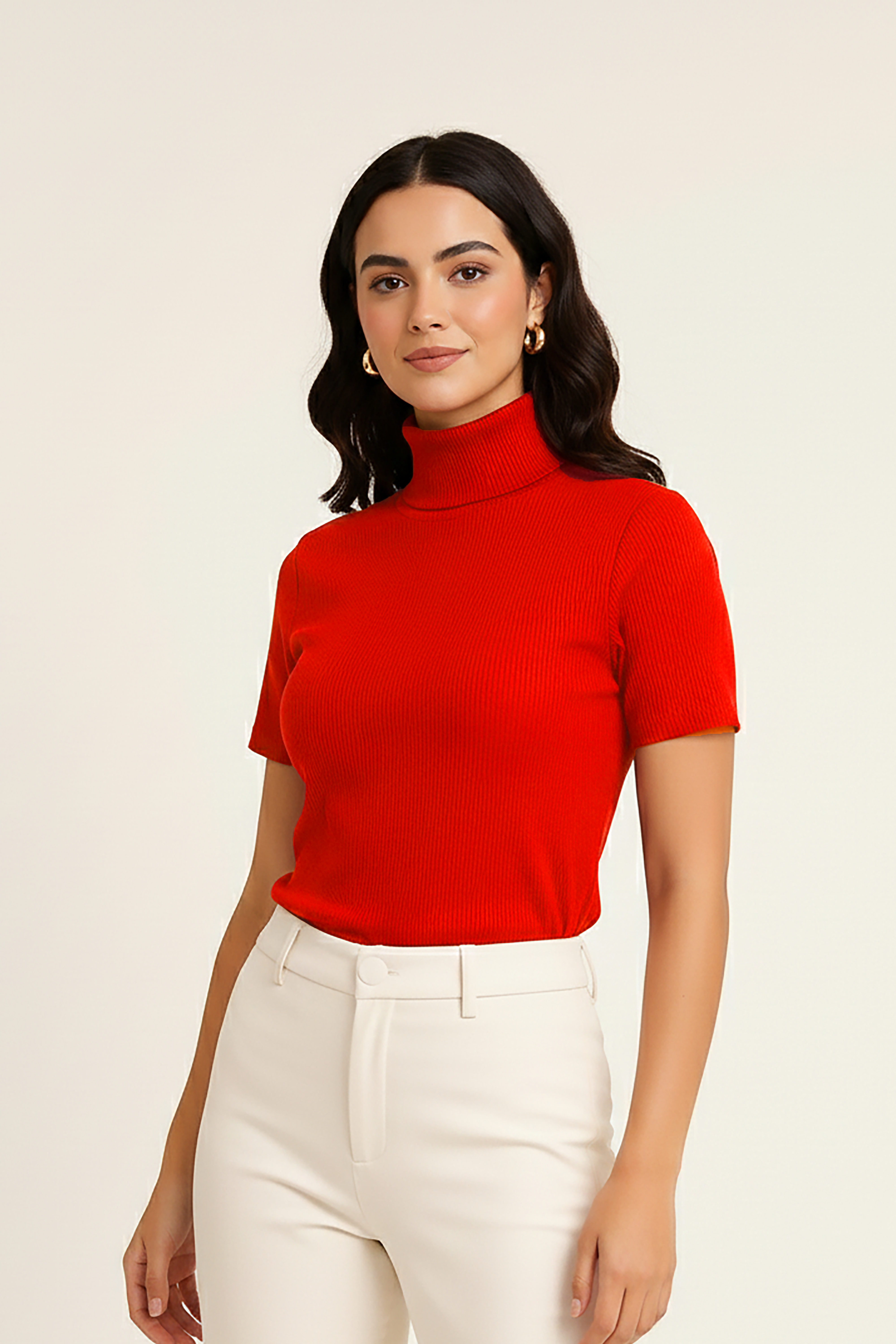 Half Sleeves Turtle Neck