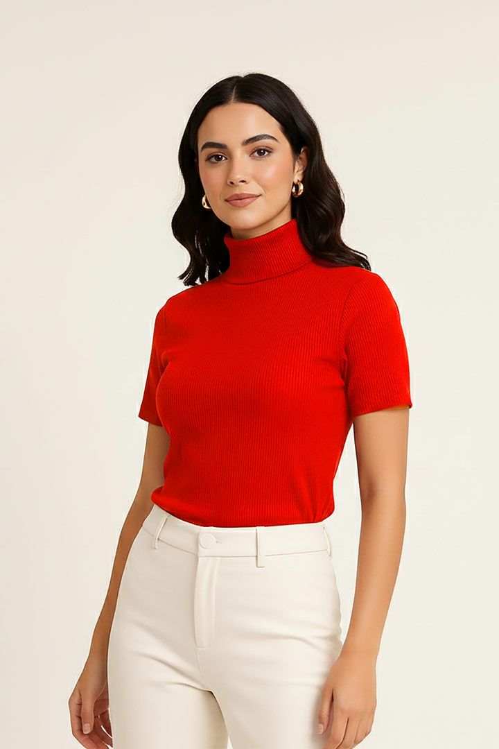 Half Sleeves Turtle Neck