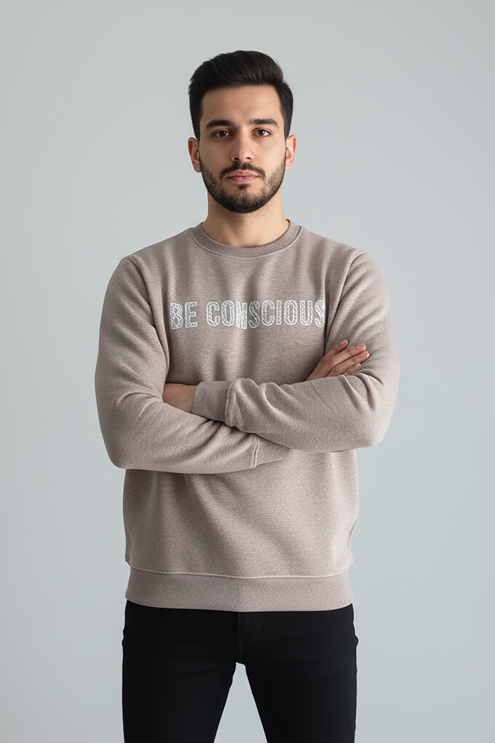 Slogan Light Brown Sweatshirt