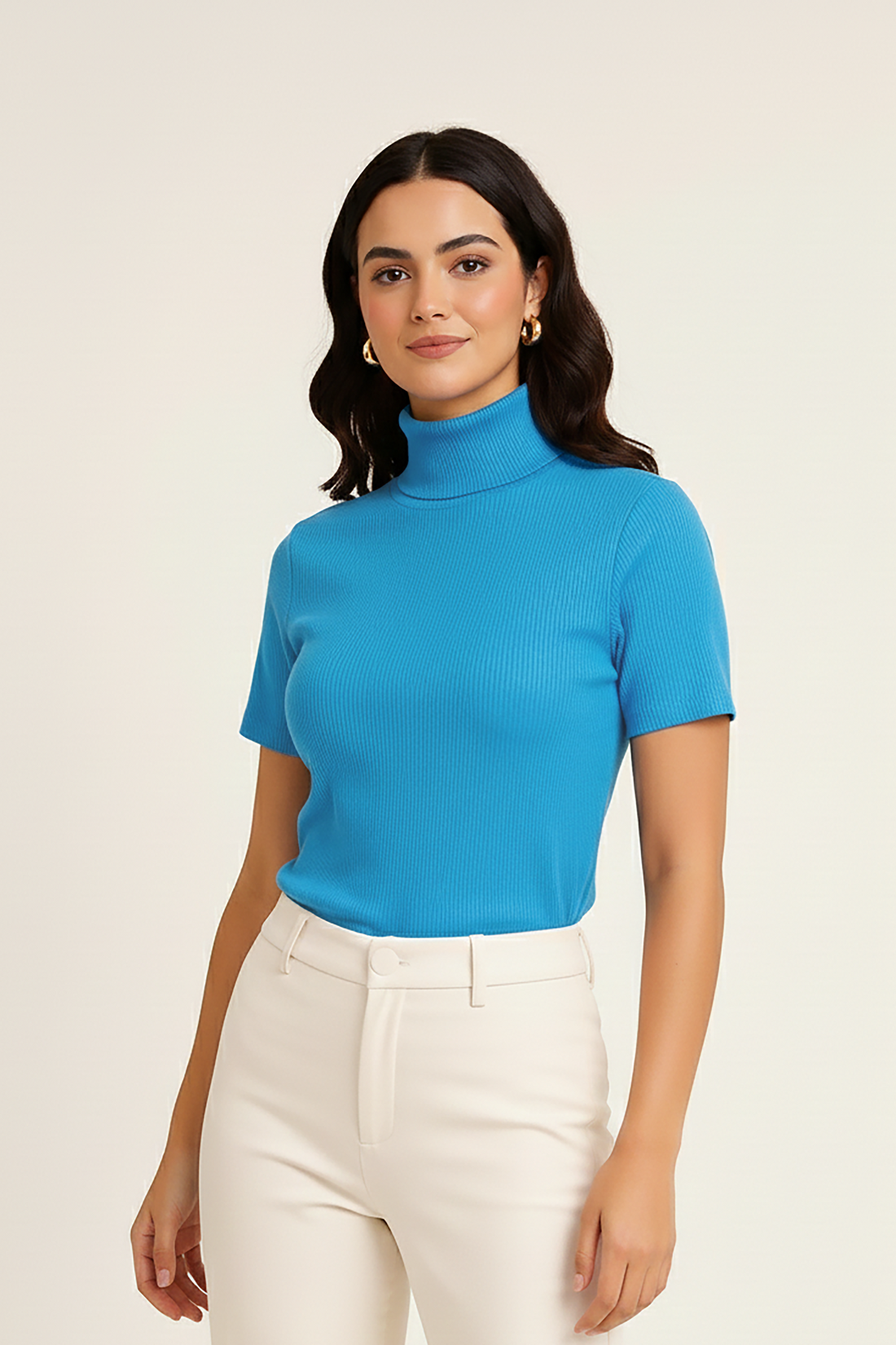 Half Sleeves Turtle Neck