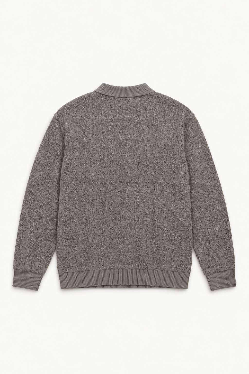 Men’s Wavy Knit Polo Sweater – Taupe