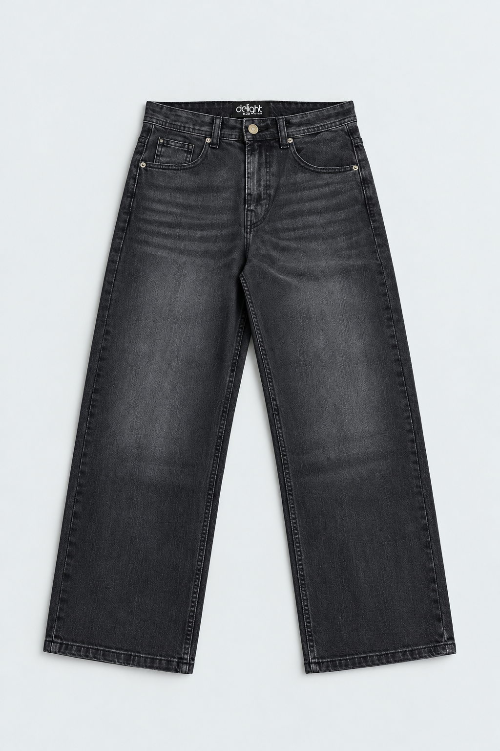 Men’s Washed Black Baggy Jeans – Charcoal Wide Leg Denim