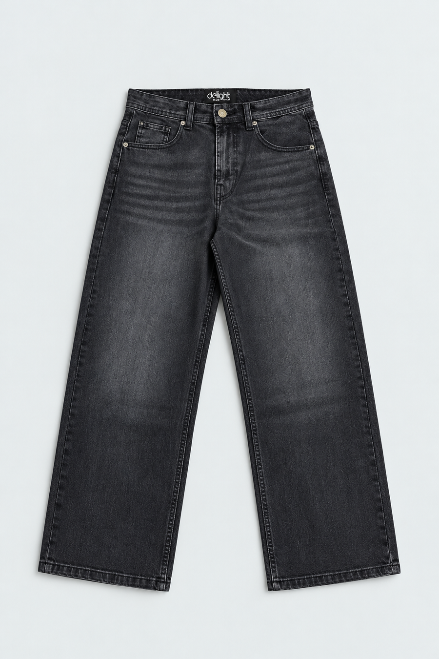 Men’s Washed Black Baggy Jeans – Charcoal Wide Leg Denim
